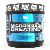 BPI Sports envase frontal de creatina micronizada, presentación clara y profesional