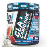 BPI Sports envase frontal de CLA+Carnitine mostrando sabor sandía y beneficios
