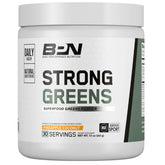 BARE PERFORMANCE NUTRITION envase frontal de Strong Greens Piña Coco, fácil identificación y confianza