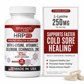 Bravado Labs envase frontal mostrando lisina vegana y beneficios claros