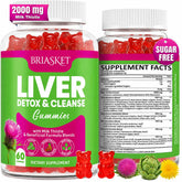 Briasket frasco frontal mostrando 60 gomitas veganas y beneficios claros