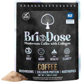 BRIODOSE MUSHROOM COFFEE frente del empaque mostrando calidad NSF