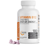 Bronson envase frontal de B12 2500mcg sabor cereza, conveniencia diaria