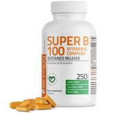 Bronson Super B 100 frontal mostrando el frasco y beneficios generales