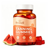 Bronzii frasco frontis mostrando diseño y beneficio apariencia bronceada