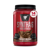 BSN SYNTHA-6 vista frontal del empaque mostrando sabor chocolate y porciones