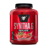 BSN bote frontal de SYNTHA-6 Isolate mostrando diseño y sabor fresa beneficioso para elección rápida