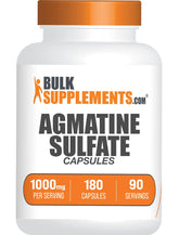 BulkSupplements envase frontal de Agmatine Sulfate mostrando cantidad y formato