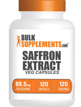 BulkSupplements frente del paquete de cápsulas de azafrán con etiqueta clara y cantidad