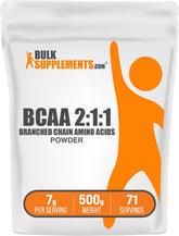 BulkSupplements frasco frontal del BCAA 2:1:1 mostrando etiqueta y presentación