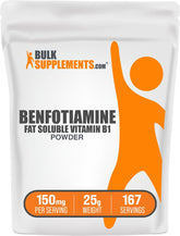 BulkSupplements envase frontal de benfotiamina mostrando presentación y beneficio claridad