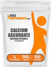 BulkSupplements envase frontal que muestra Calcium Ascorbate y beneficios de pureza