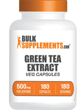 BulkSupplements frontal del envase de Green Tea Extract 500mg mostrando etiqueta