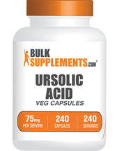 BulkSupplements frasco frontal de Ursolic Acid 240 cápsulas, presentación clara
