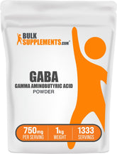 BulkSupplements envase frontal de GABA en polvo, presentación clara y confiable