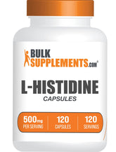 BulkSupplements frasco frontal de L-Histidine mostrando etiqueta clara y confianza
