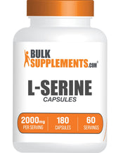 BulkSupplements frasco frontal de L-Serine mostrando formato y cantidad