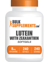 BulkSupplements envase frontal de luteína y zeaxantina mostrando cantidad y presentación