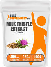 BulkSupplements envase frontal del extracto de cardo mariano mostrando etiqueta y cantidad