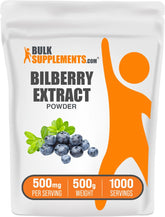 BulkSupplements envase frontal del polvo de extracto de arándano, presentación clara