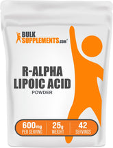 BulkSupplements envase frontal de R-Alpha Lipoic Acid, presentación clara y confianza