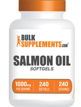 BulkSupplements frasco frontal de Salmon Oil 240 cápsulas mostrando presentación clara y cantidad