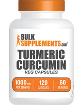 Imagen del envase frontal BulkSupplements Turmeric con etiqueta clara y beneficios visibles