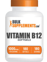 BulkSupplements frasco frontal de Vitamina B12 1000 mcg mostrando cantidad y formato