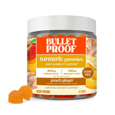 Bulletproof frasco frontal mostrando 60 gomitas, práctico para rutinas diarias