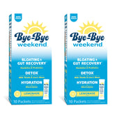 Bye-Bye Weekend envase delantero mostrando 20 sobres y beneficios