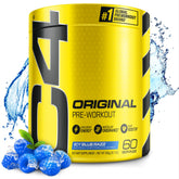 C4 envase frontal Icy Blue Razz mostrando diseño y ventaja de 60 servicios