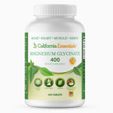 California Essentials envase frontal mostrando Magnesium Glycinate y beneficios