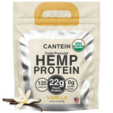 Cantein envase frontal mostrando sabor vainilla y lista de ingredientes limpios