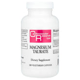 Cardiovascular Research envase frontal de Magnesium Taurate 125 mg mostrando 180 cápsulas y etiqueta clara