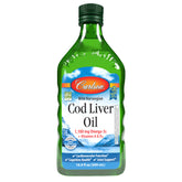 Carlson envase frontal mostrando aceite de hígado de bacalao, calidad noruega