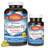 Carlson envase frontal mostrando cantidad y sabor limón y beneficios omega-3