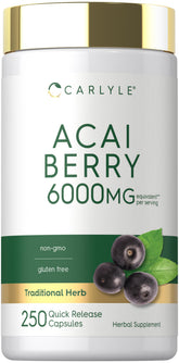 Carlyle envase frontal de Acai Berry mostrando diseño y cantidad de cápsulas