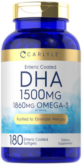 Carlyle frasco frontal mostrando 180 softgels y beneficios de almacenamiento