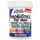 Clean Nutraceuticals vista frontal del envase mostrando probiótico masculino y beneficios