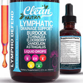 Clean Nutraceuticals frontal del envase mostrando la botella y beneficios