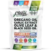 Clean Nutraceuticals frasco frontal mostrando 120 cápsulas y etiquetas claras