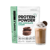 Clean Simple Eats frasco delantero mostrando sabor Mint Chocolate Cookie y atractivo visual
