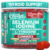 Clean Nutraceuticals ThyroGlow frasco frontal mostrando sello y beneficio soporte tiroideo