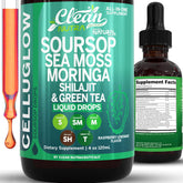 Clean Nutraceuticals frasco CelluGlow delantero mostrando etiqueta y tamaño