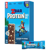 Clif Kid ZBar frente del empaque mostrando paquete de 15 unidades y facilidad de almacenamiento
