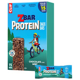 Clif Kid ZBar frente del empaque mostrando sabor chocolate menta y beneficio práctico