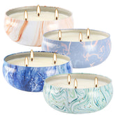 CLTNIKET velas set frontal mostrando diseño estilo mármol y elegancia decorativa