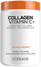 Codeage envase frontal mostrando colágeno hidrolizado y beneficios
