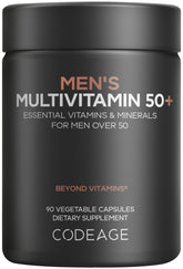 Codeage envase frontal del multivitamínico 50+ mostrando diseño y beneficios