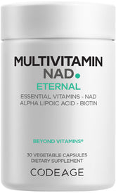 Codeage frasco frontal del multivitamínico NAD mostrando diseño y contenido
